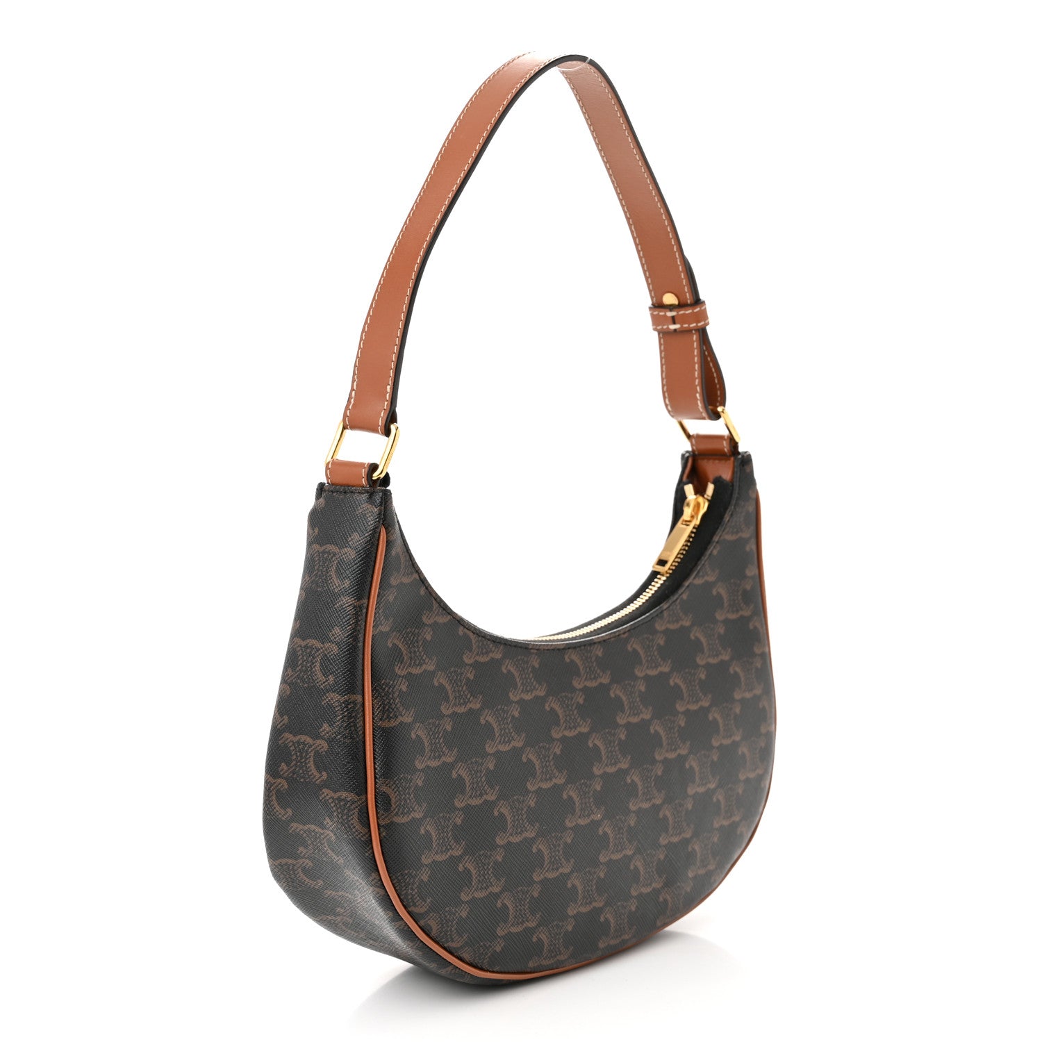 Celine Triomphe Canvas Calfskin Ava Shoulder Bag Tan 3 of 11