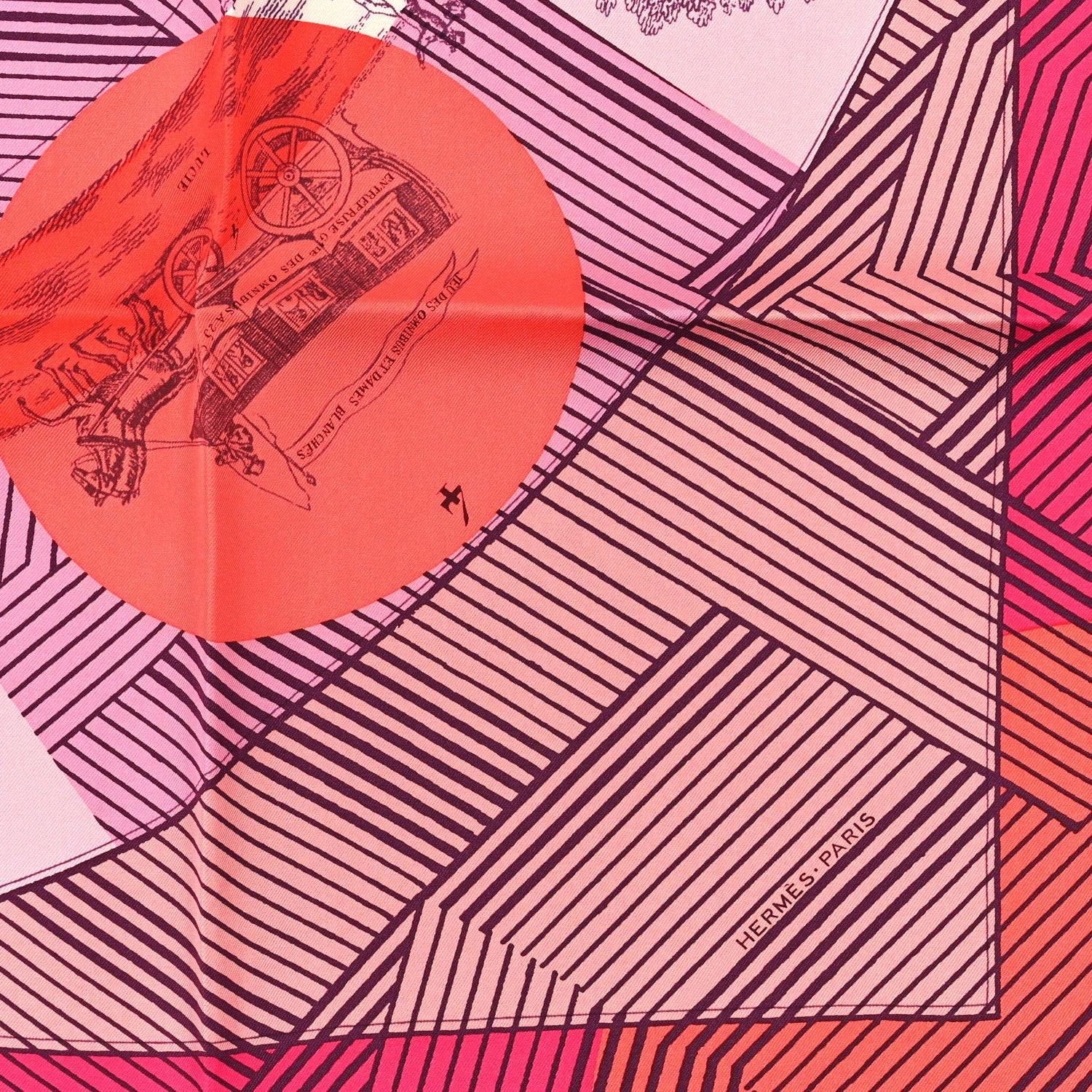 Hermes Silk Jeu Des Omnibus Remix Scarf 90 Rose Corail Fuchsia 2 of 4