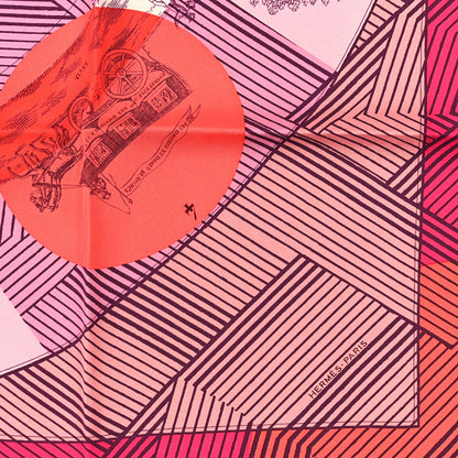 Hermes Silk Jeu Des Omnibus Remix Scarf 90 Rose Corail Fuchsia 2 of 4