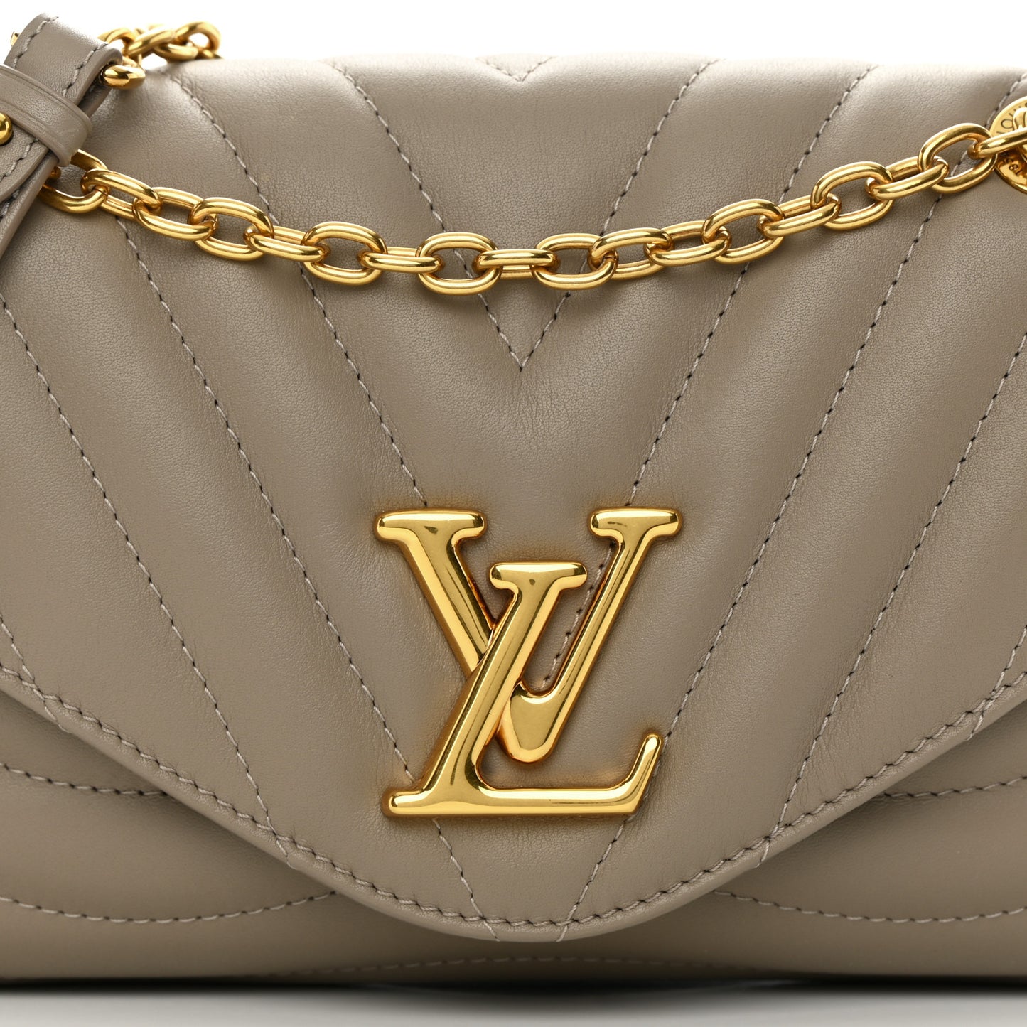 Calfskin LV New Wave Chain Bag Taupe