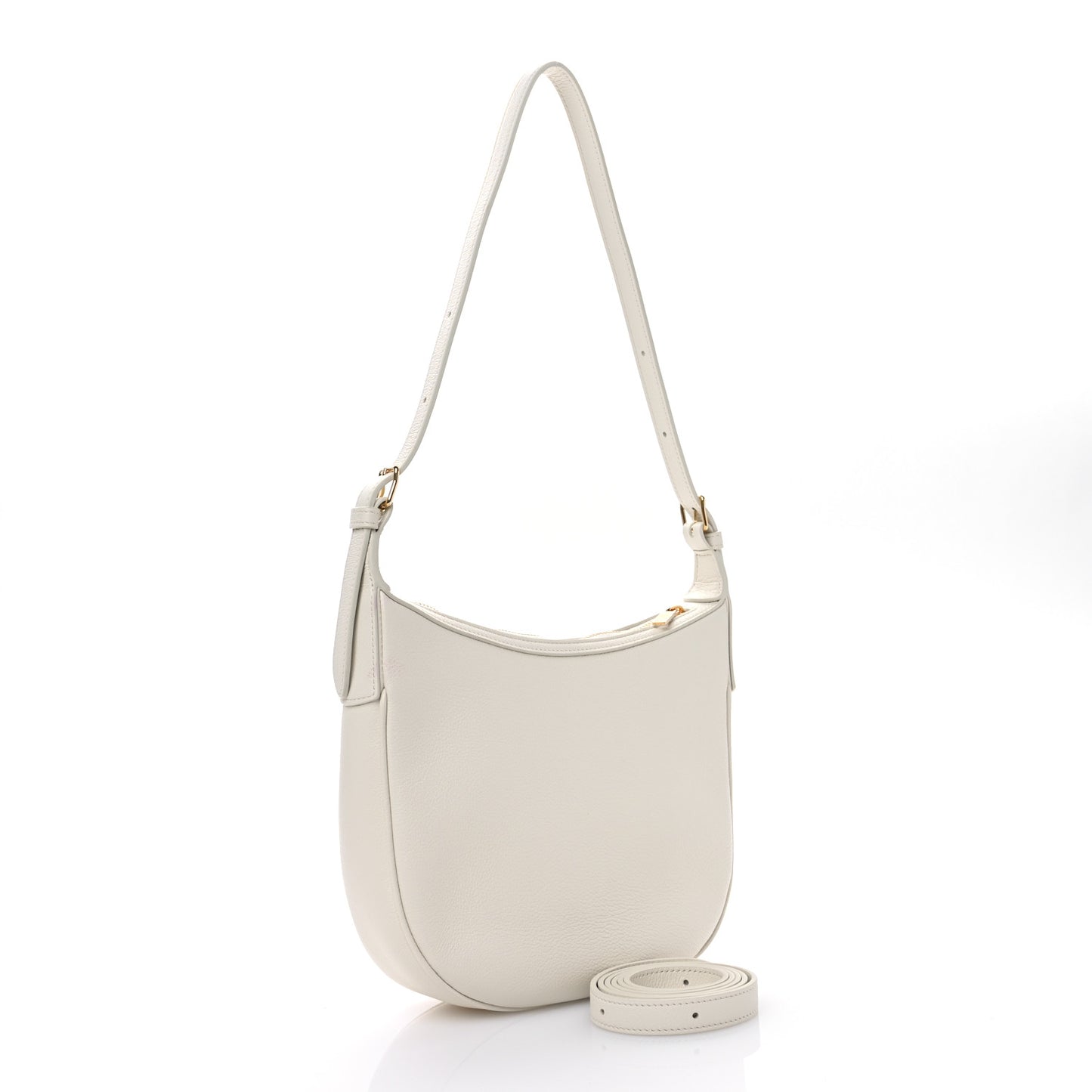Supple Calfskin Cuir Triomphe Small Heloise Shoulder Bag White Cotton