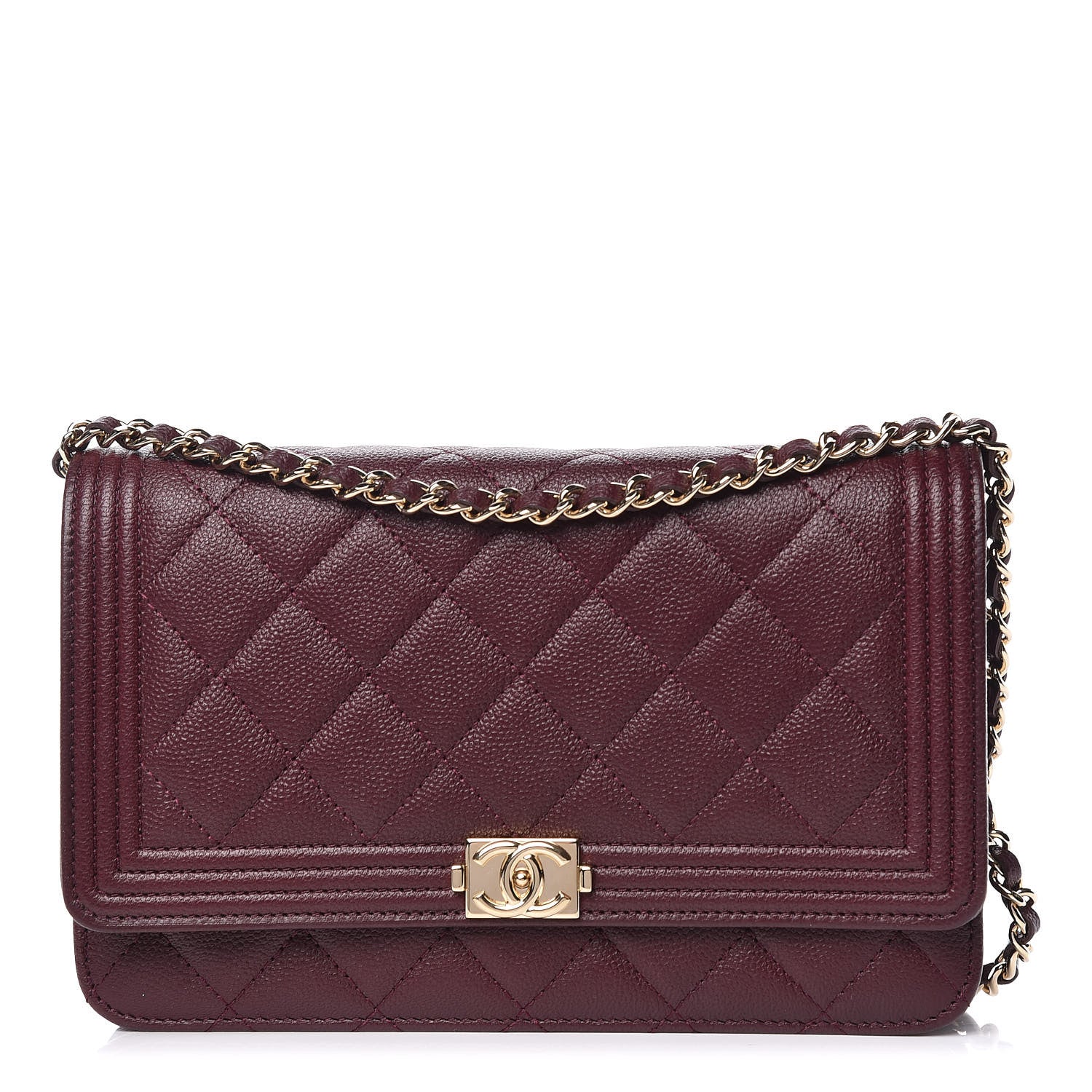 Chanel Caviar Quilted Boy Wallet On Chain WOC Dark Purple 1 of 11