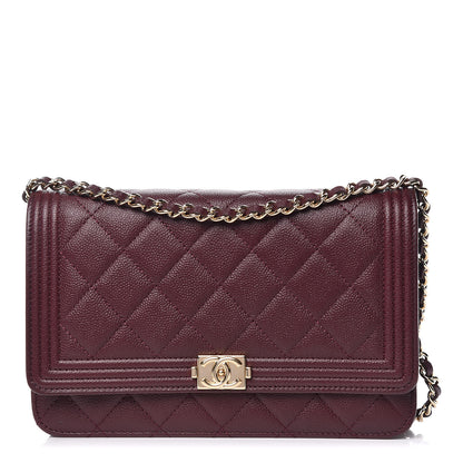 Chanel Caviar Quilted Boy Wallet On Chain WOC Dark Purple 1 of 11