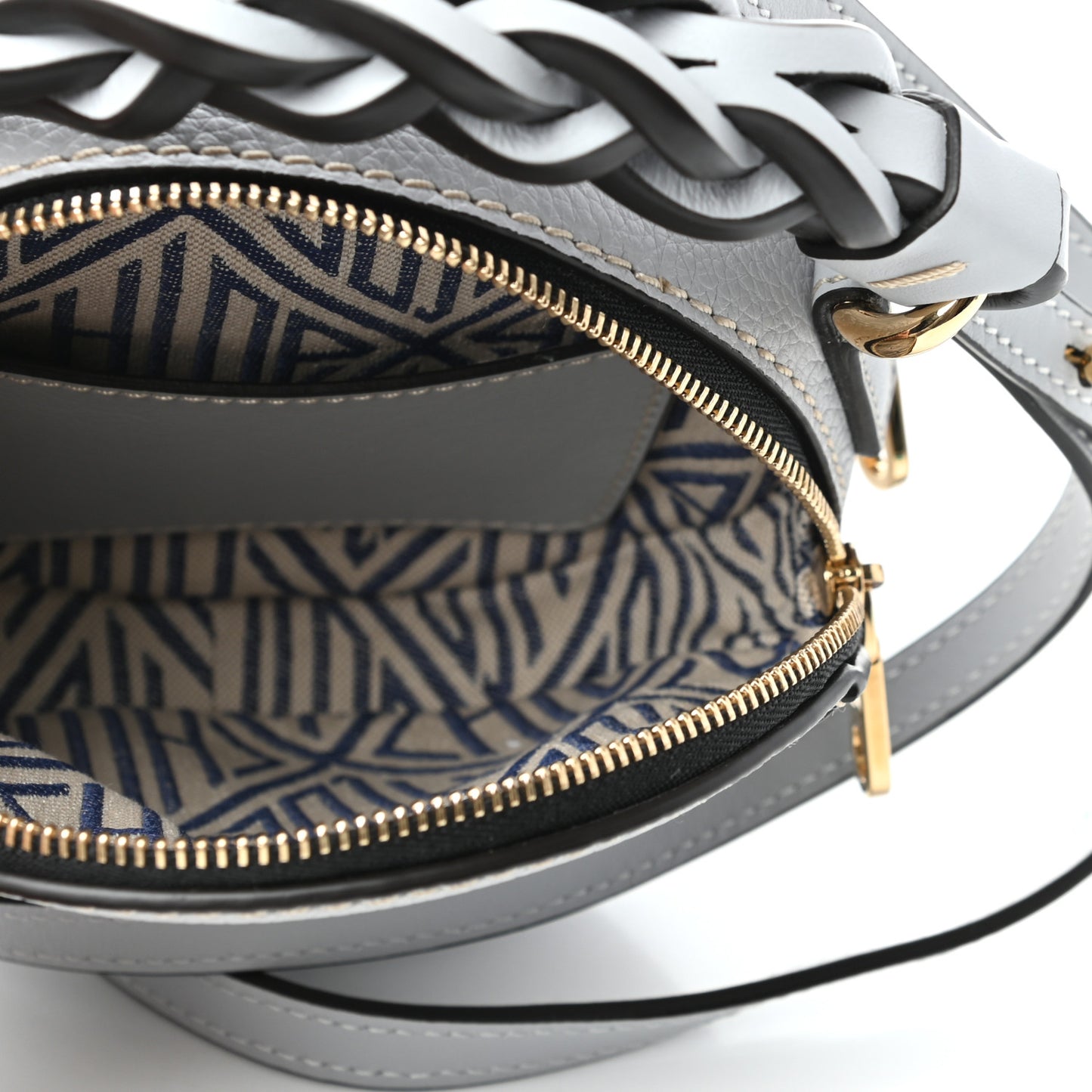 Grained Shiny Calfskin Mini Round Daria Bag Light Cloud