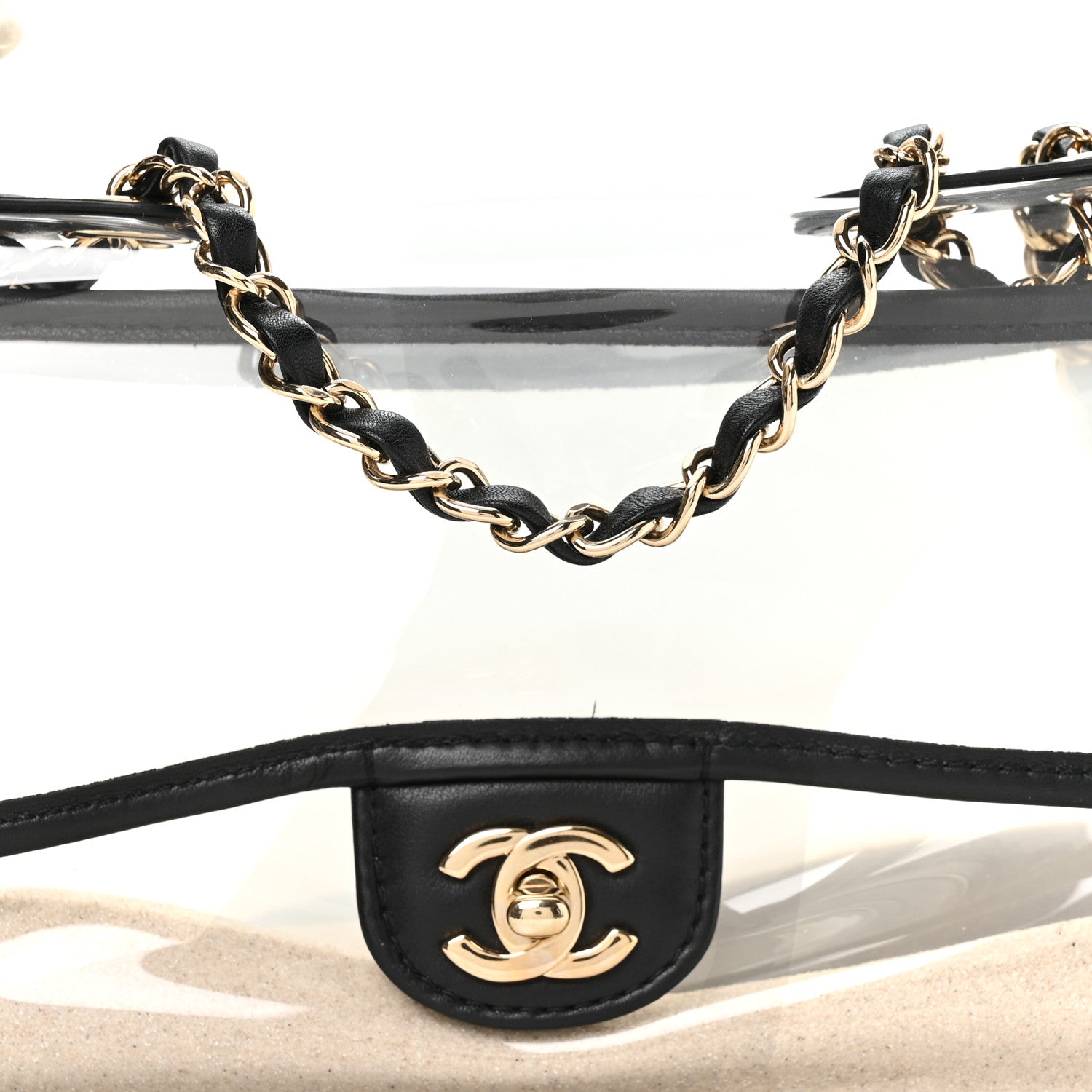 Chanel Lambskin PVC Sand By The Sea Flap With Pearl Strap Black 8 of 10