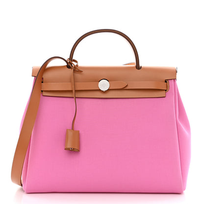 Hermes Toile Officier Vache Hunter Verso Herbag Zip PM 31 Bubblegum Rubis Naturel 3 of 13