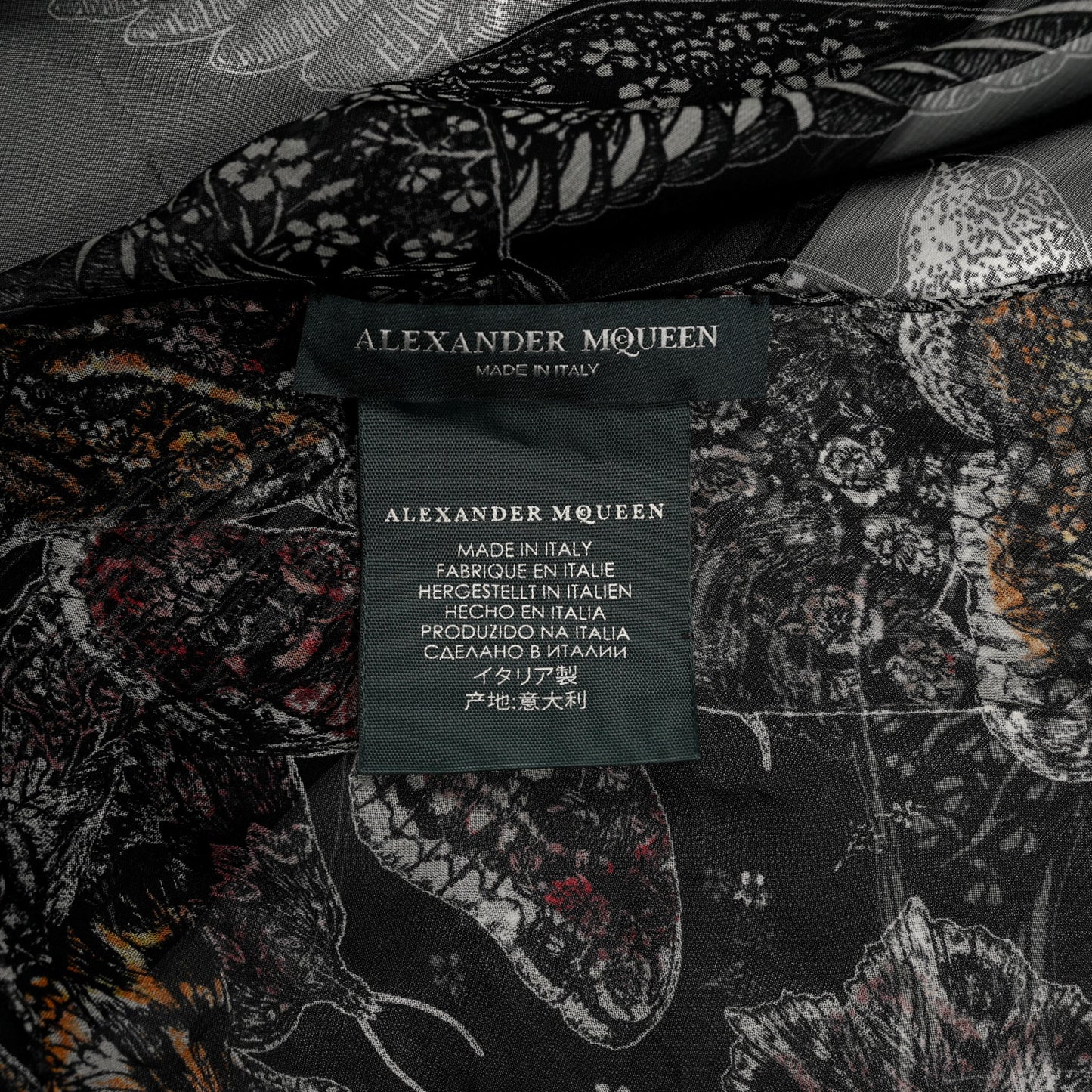 Silk Chiffon Wildflower Flight Scarf Black