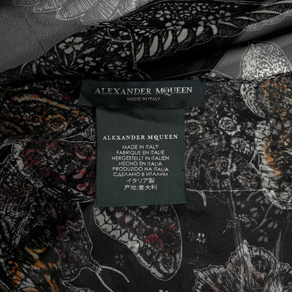 Alexander McQueen Silk Chiffon Wildflower Flight Scarf Black 3 of 3