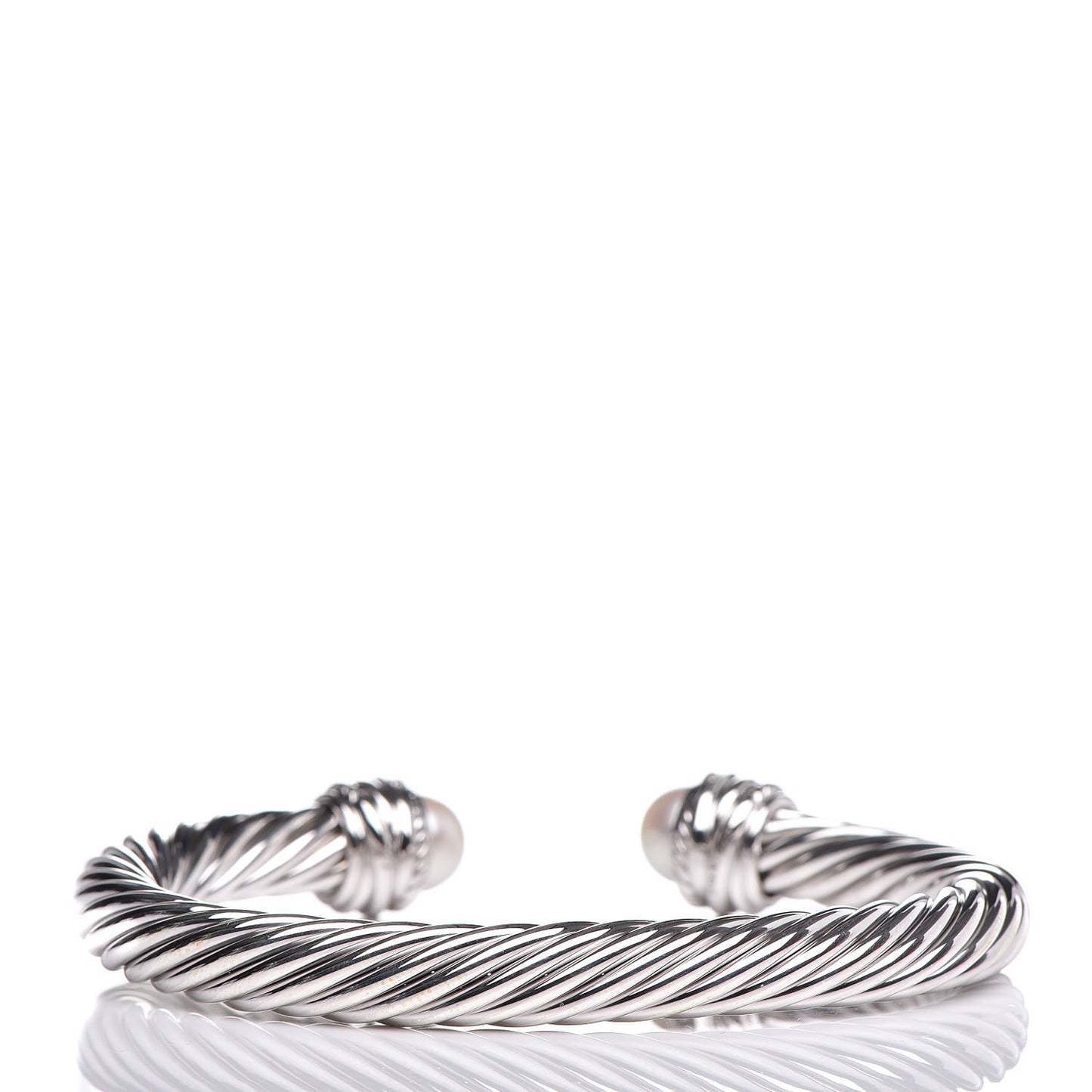 Sterling Silver Diamond Pearl 7mm Crossover Bracelet