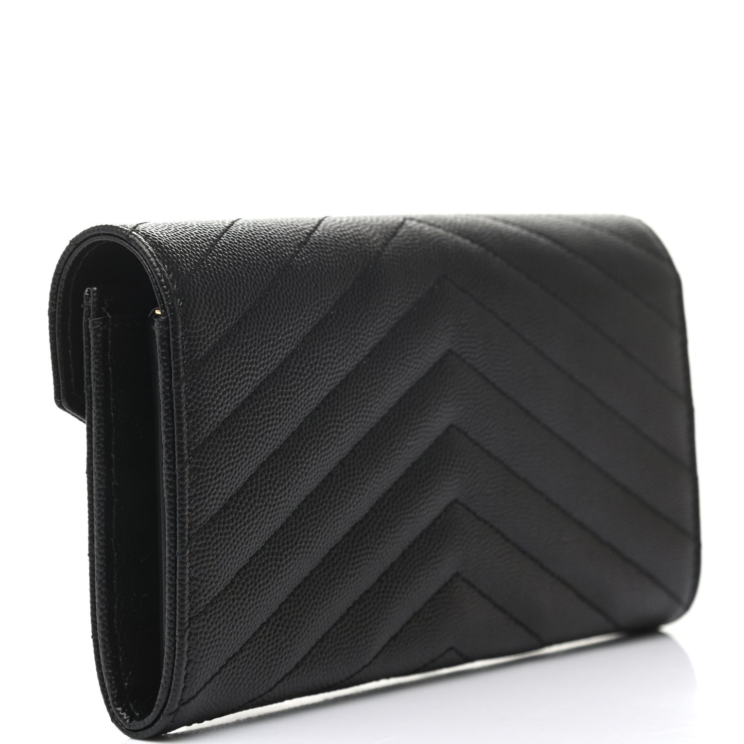 Grain De Poudre Matelasse Chevron Monogram Flap Wallet Black