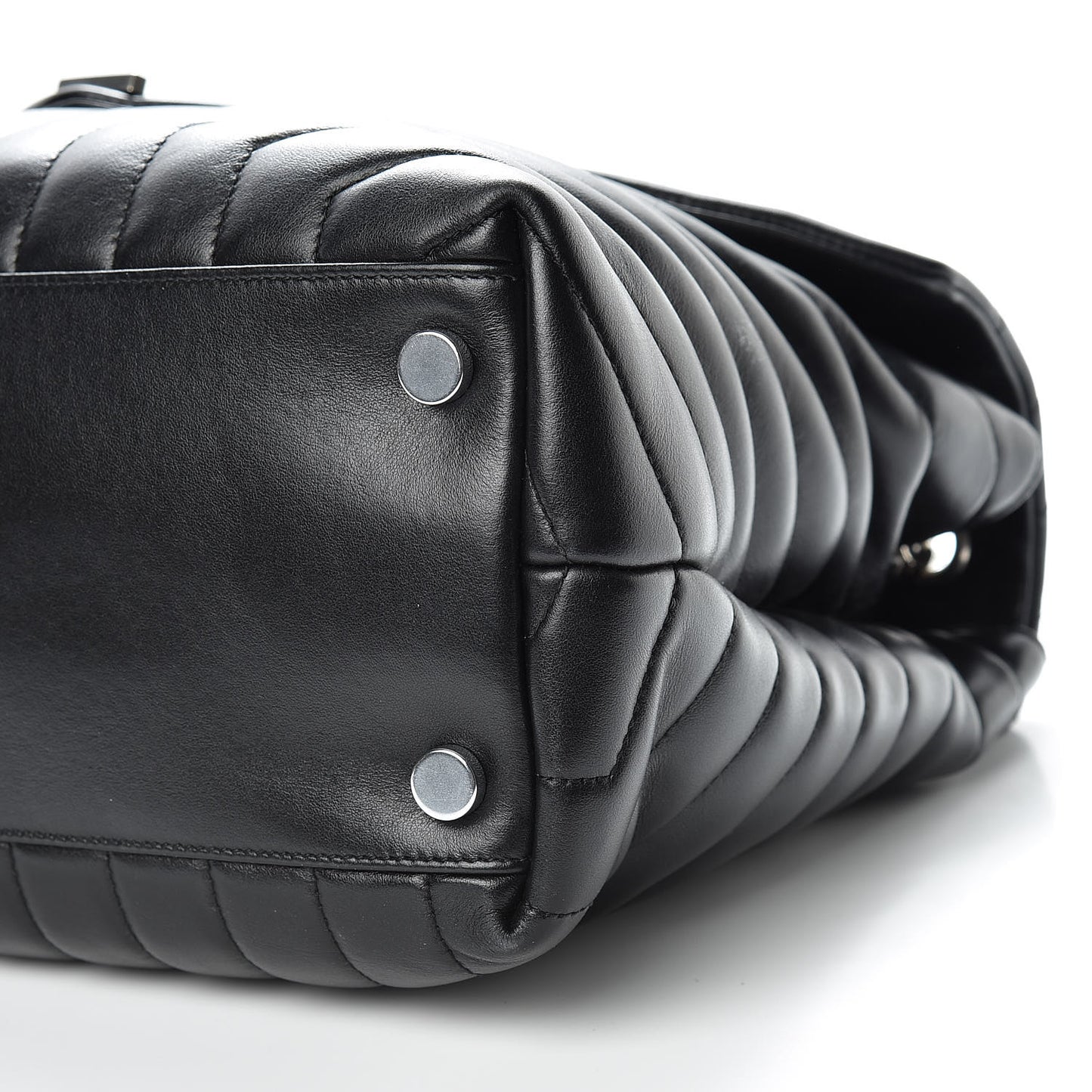 Calfskin Y Quilted Monogram Large Loulou Chain Satchel Black