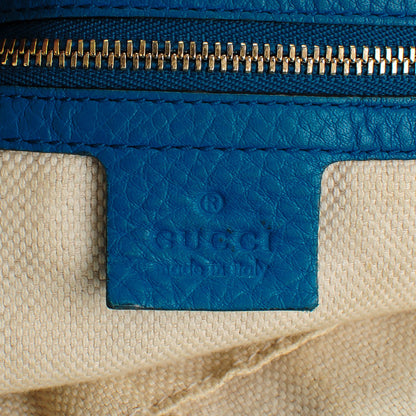 Gucci Pebbled Calfskin Medium Soho Shoulder Bag Riviera Blue 6 of 9