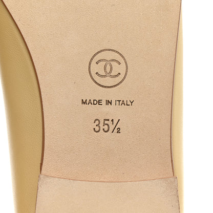 Chanel Lambskin Cap Toe CC Ballerina Flats 35.5 Beige Light Beige 7 of 10