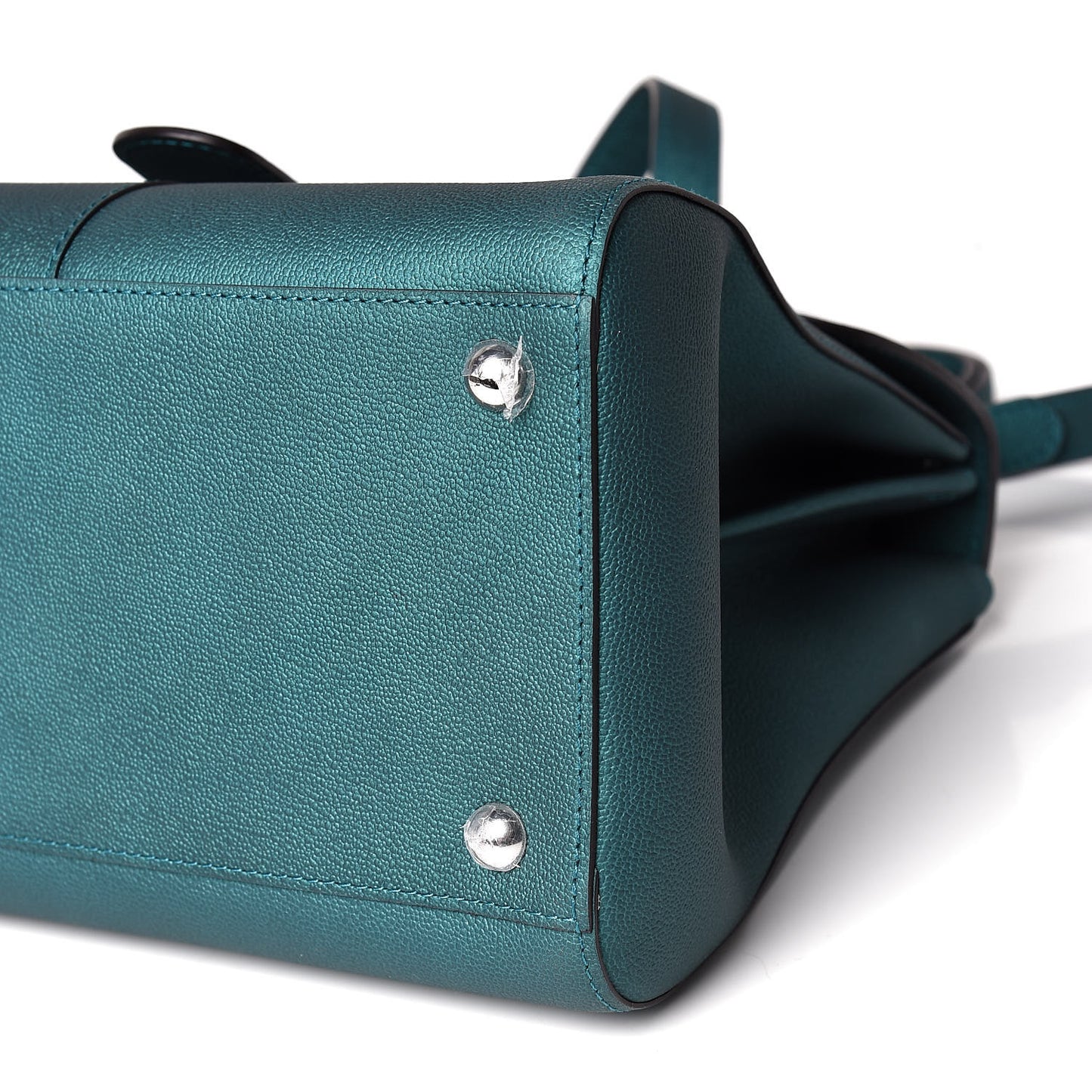 Metallic Calfskin MM Brillant Satchel Satin Peacock