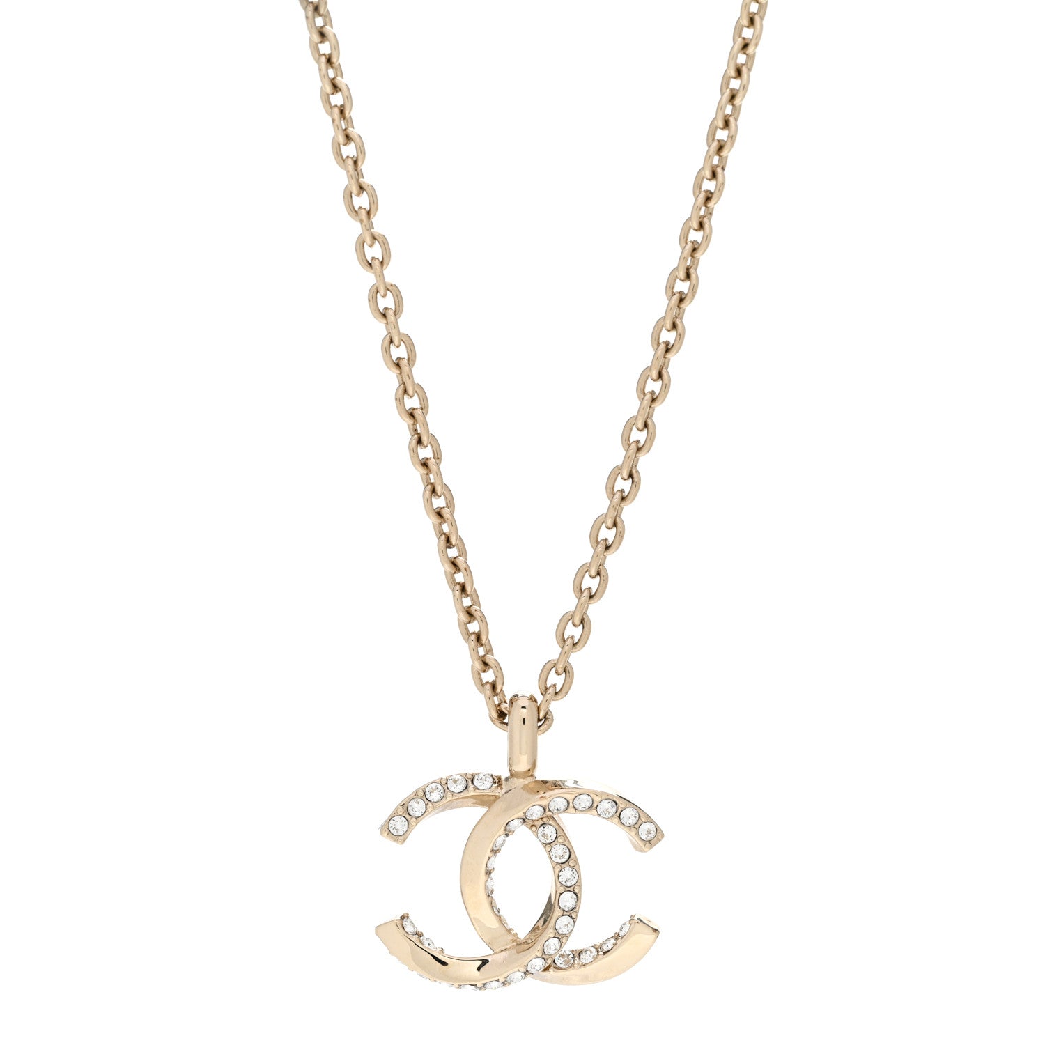 Chanel Metal Crystal CC Necklace Gold 1 of 5