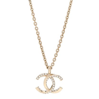 Chanel Metal Crystal CC Necklace Gold 1 of 5