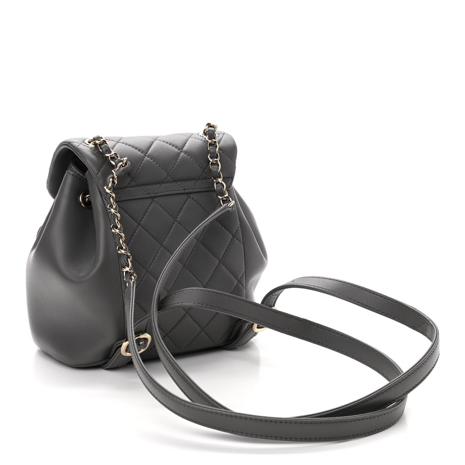Chanel Lambskin Quilted Small Duma Drawstring Backpack Grey 2 of 9