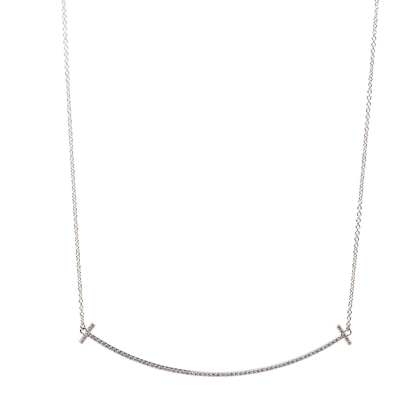 18K Rose Gold Diamond T Smile Pendant Necklace