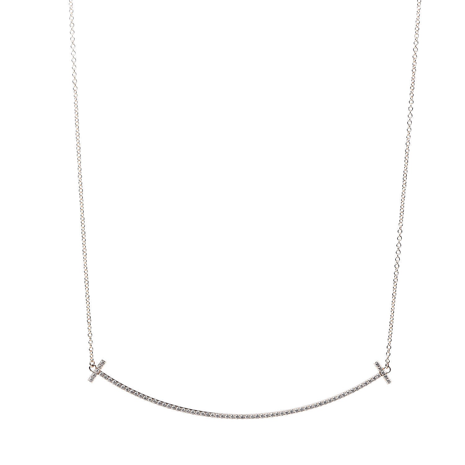Tiffany 18K Rose Gold Diamond T Smile Pendant Necklace 4 of 6