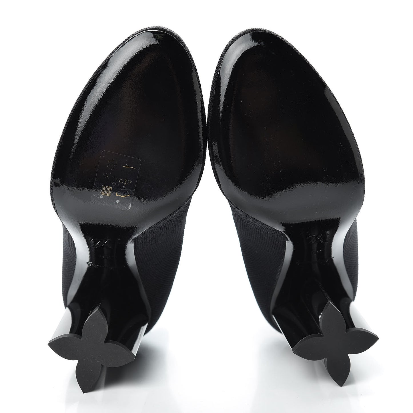 Stretch Fabric LV Black Heart Sock Ankle Boots 36 Black