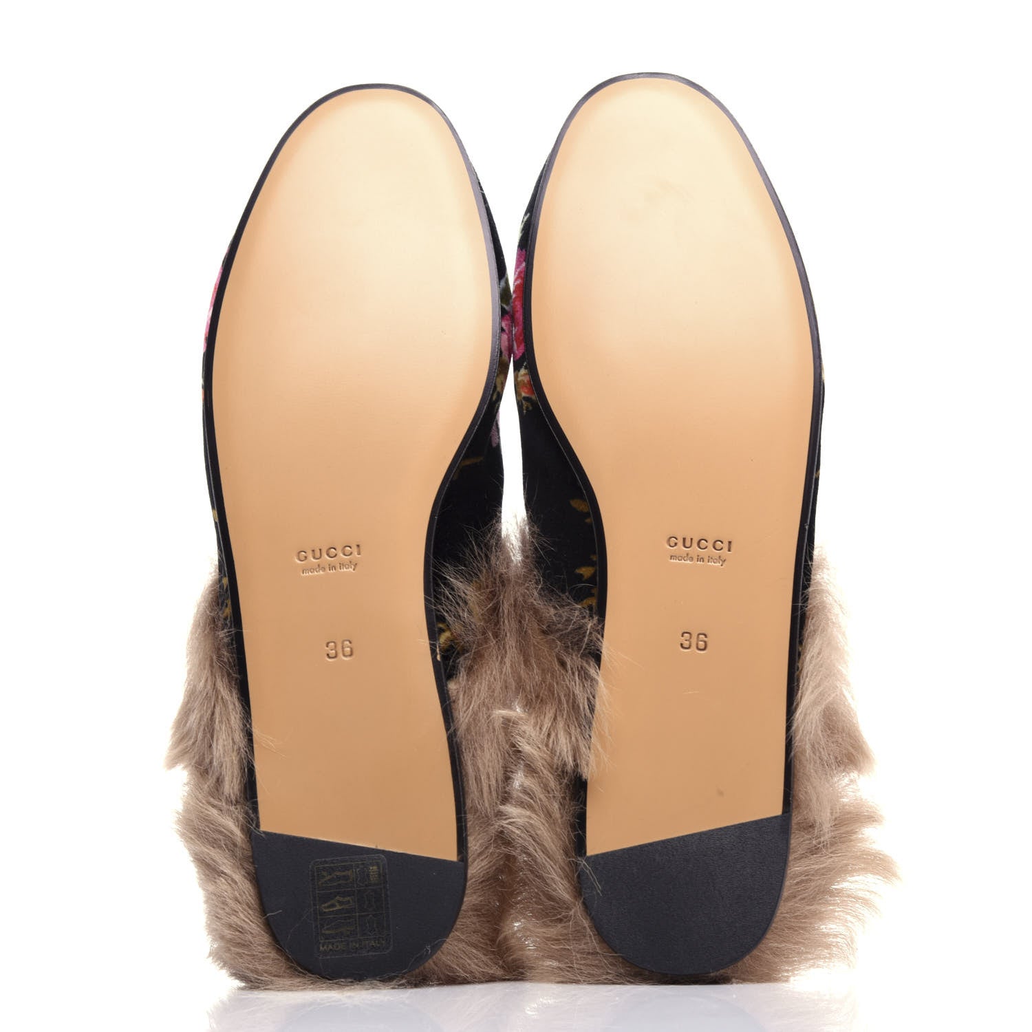Gucci Velvet Fur Floral Womens Princetown Slippers 36 Black 6 of 10