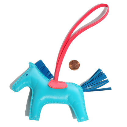 Hermes Milo Lambskin Grigri Rodeo Horse Bag Charm MM Lagon Bleu Izmir Bougainvillea 2 of 4