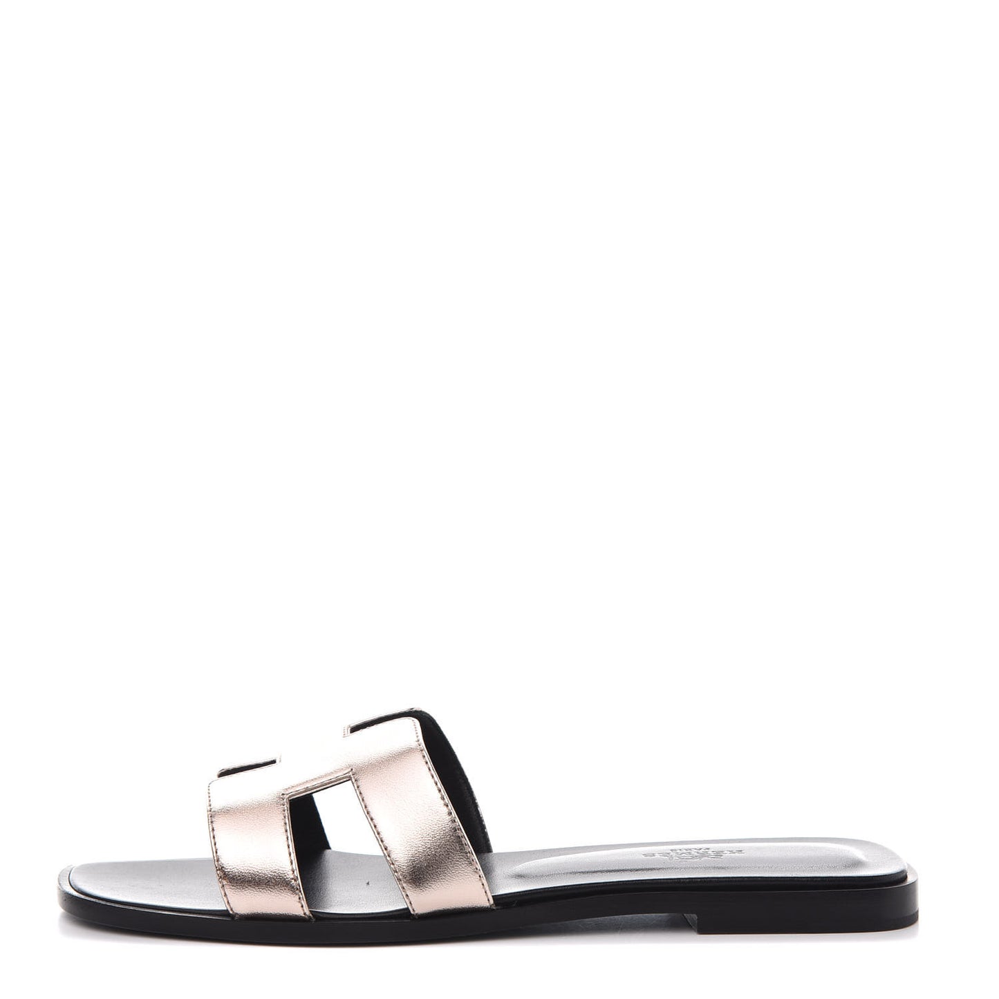 Metallic Calfskin Oran Sandals 38.5 Rose Dore