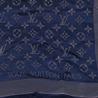 Louis Vuitton Silk Wool Monogram Shawl Night Blue 2 of 3