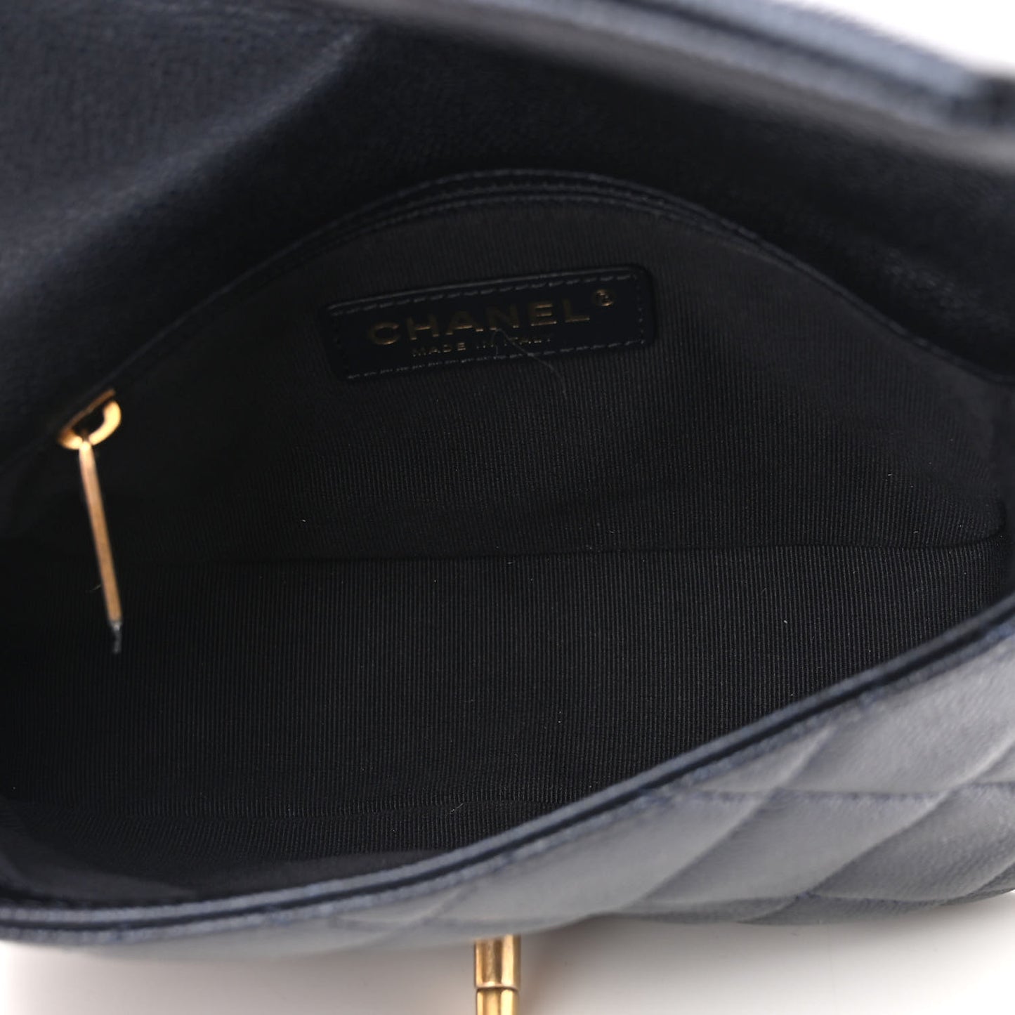 Iridescent Caviar Quilted Mini My Perfect Flap Dark Blue