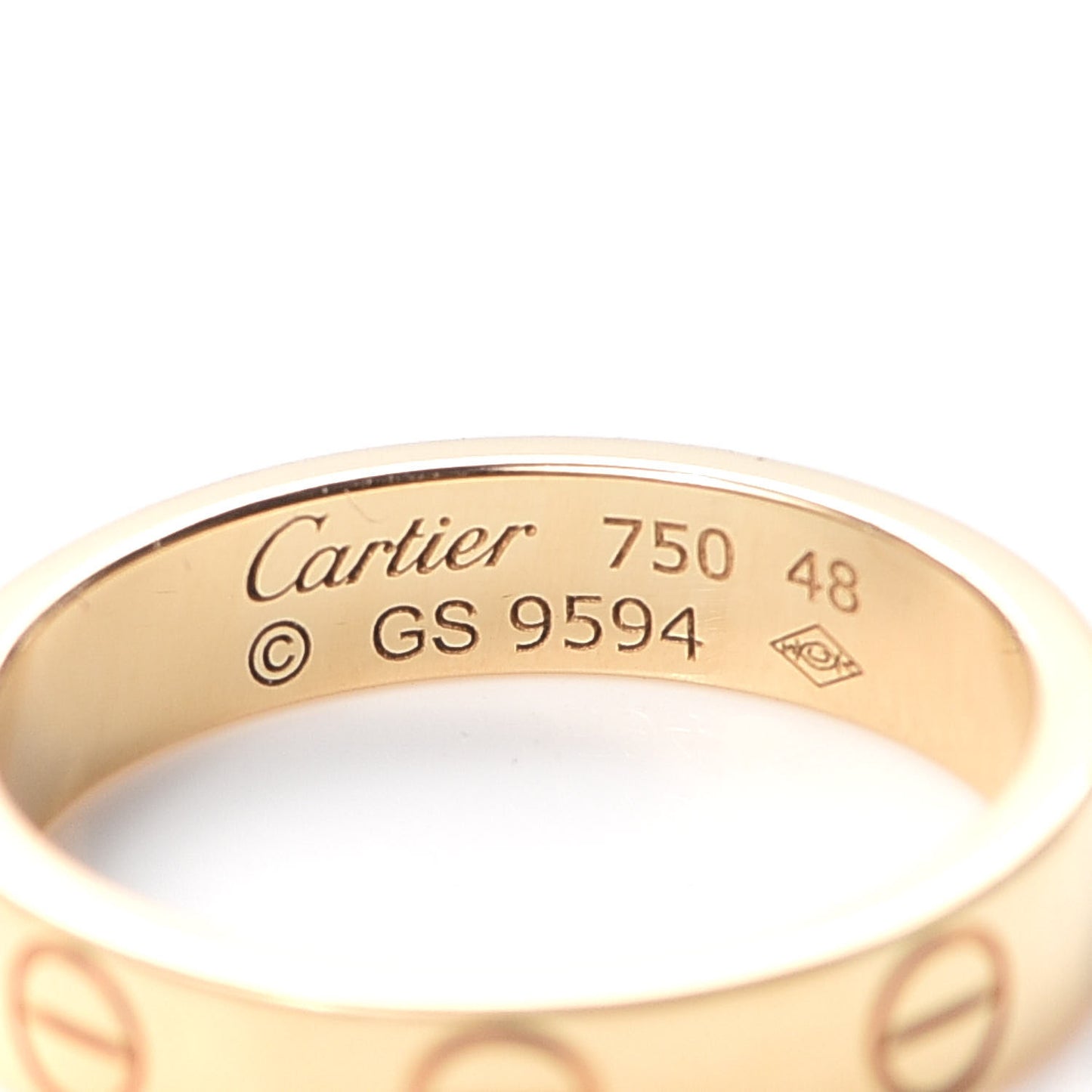 18K Yellow Gold 3.5mm LOVE Wedding Band Ring 48 4.5