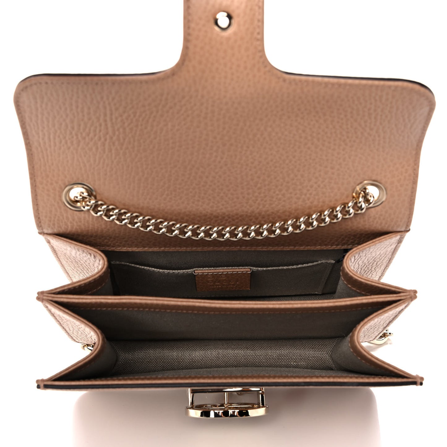 Dollar Calfskin Small Interlocking G Shoulder Bag Camelia