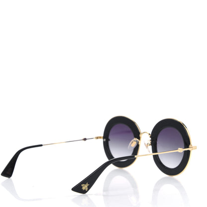 Gucci Metal L'Aveugle Par Amour Round Frame Sunglasses GG0113S Black 4 of 4