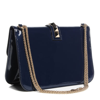 Valentino Garavani Patent Large Glam Lock Rockstud Flap Blue China 3 of 7