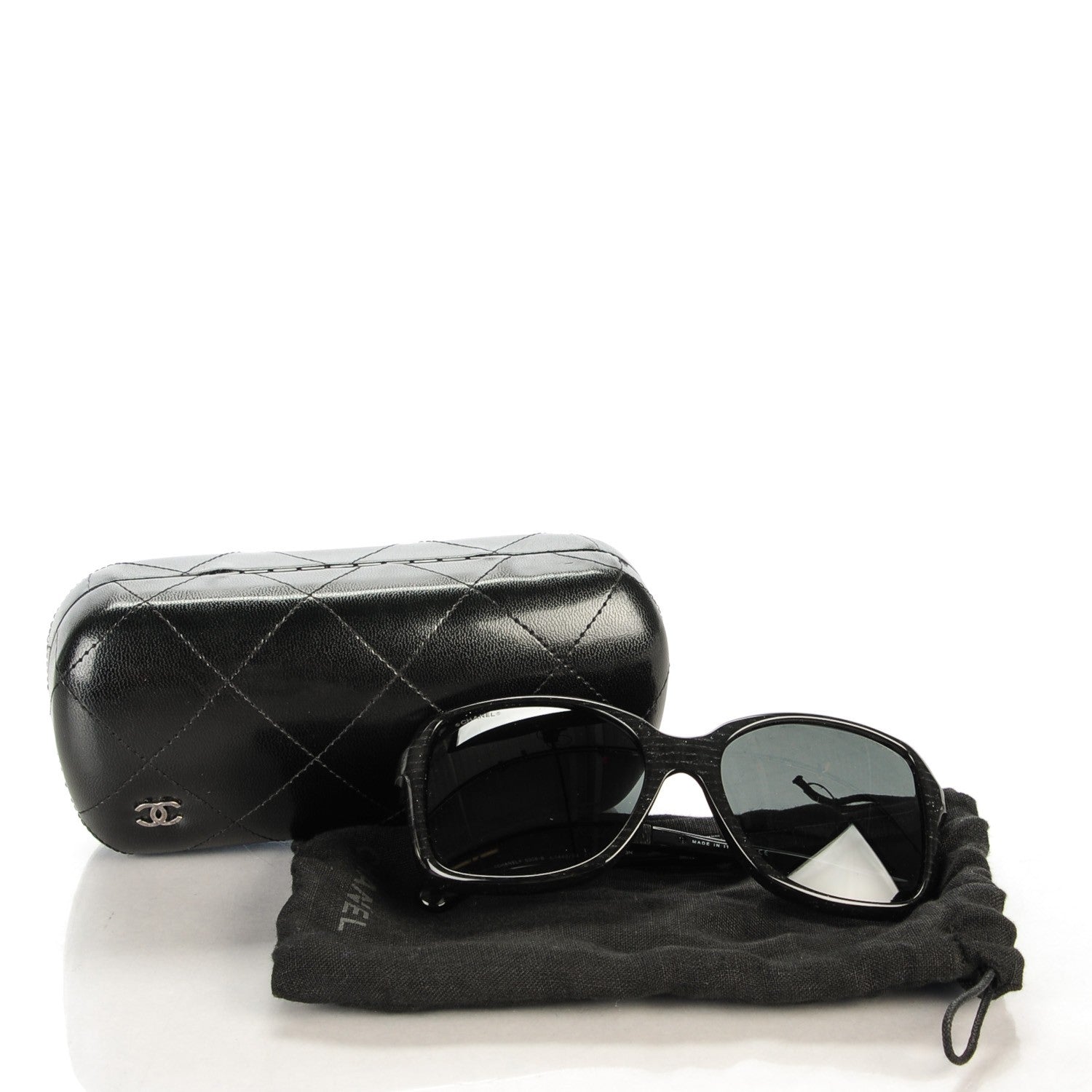 Chanel Crystal Baguette Polarized Square Sunglasses 5308-B Black 7 of 7