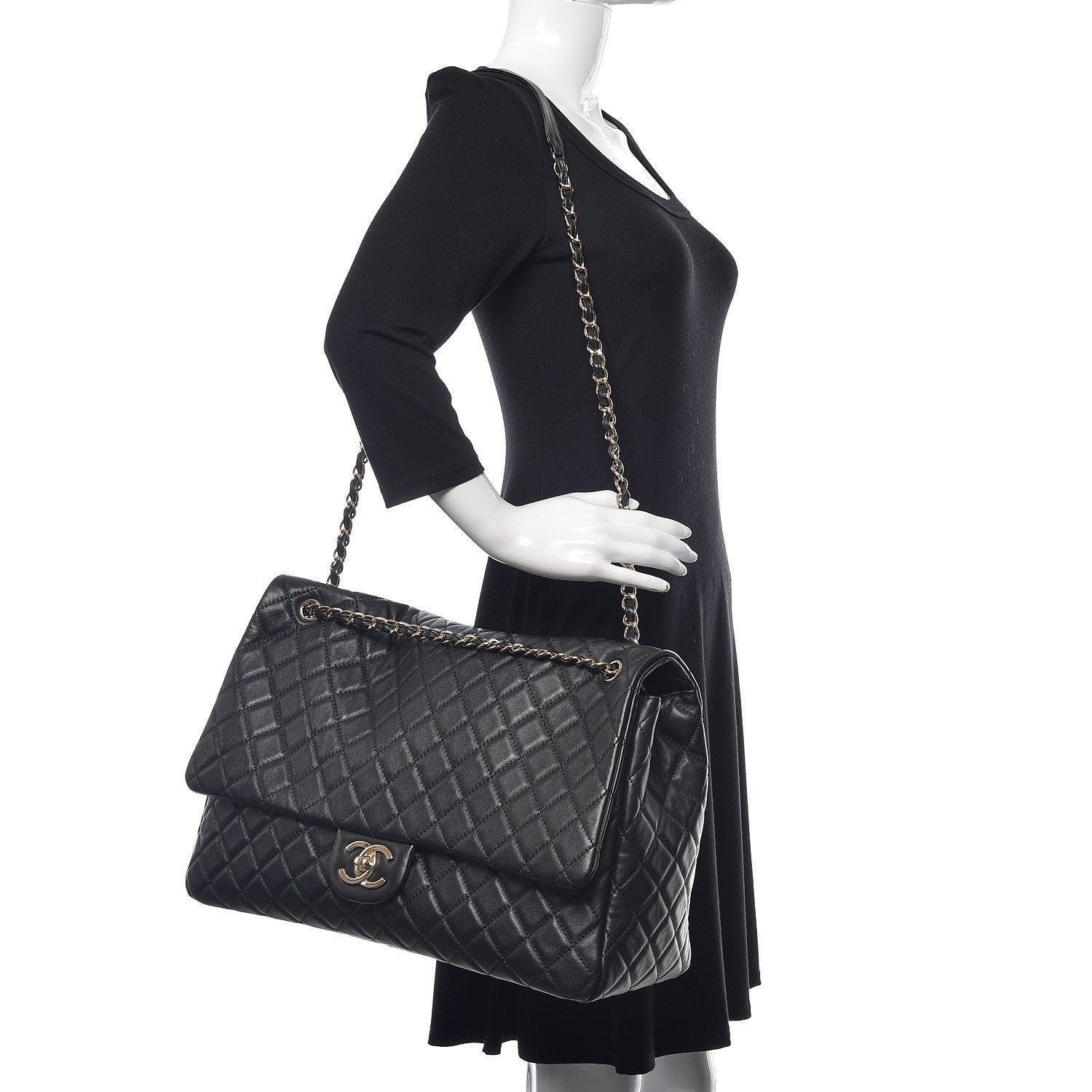 Chanel Calfskin Quilted XXL Travel Flap Bag Black 2 of 10