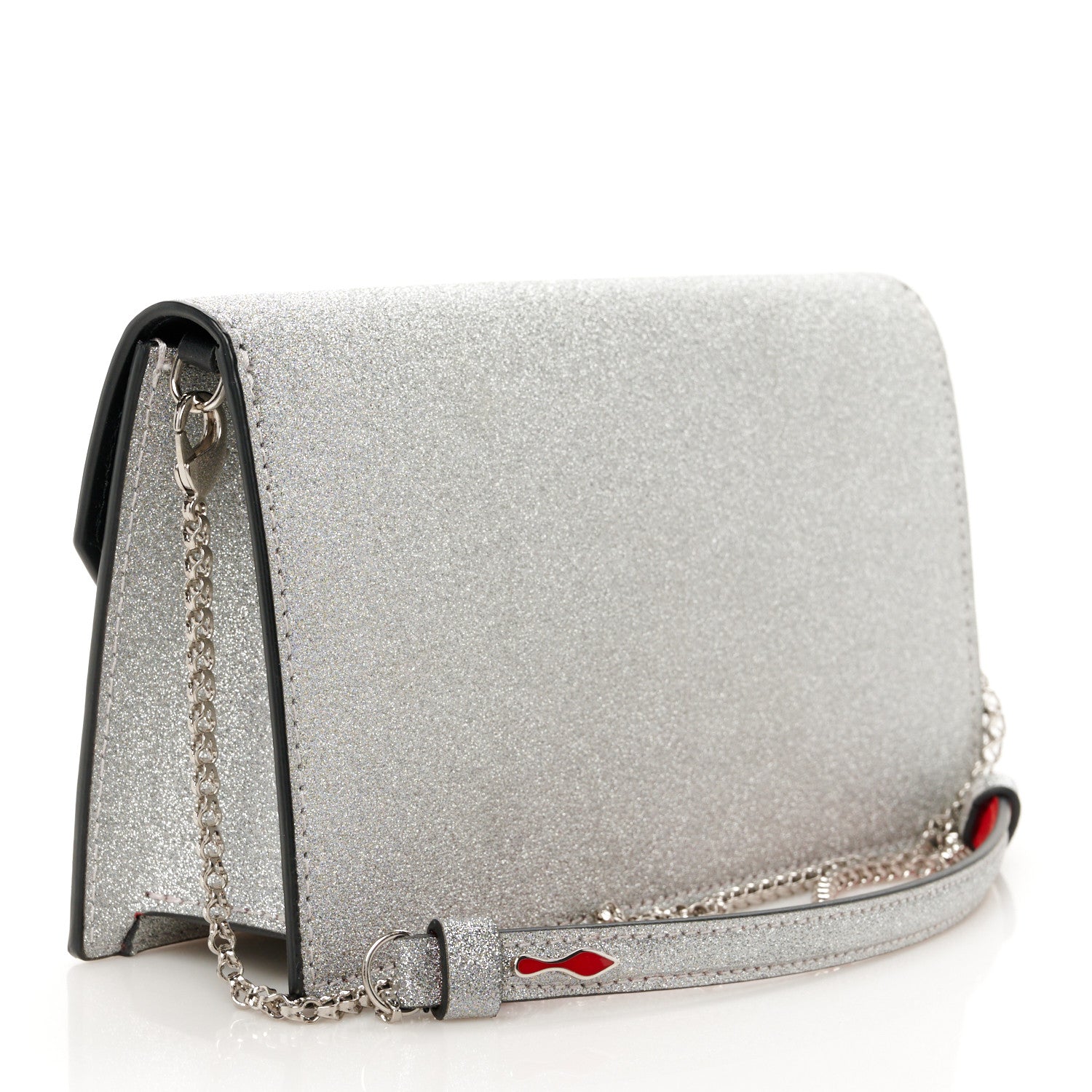 Christian Louboutin Glitter Calfskin Loubi54 Crossbody Clutch Silver 2 of 10