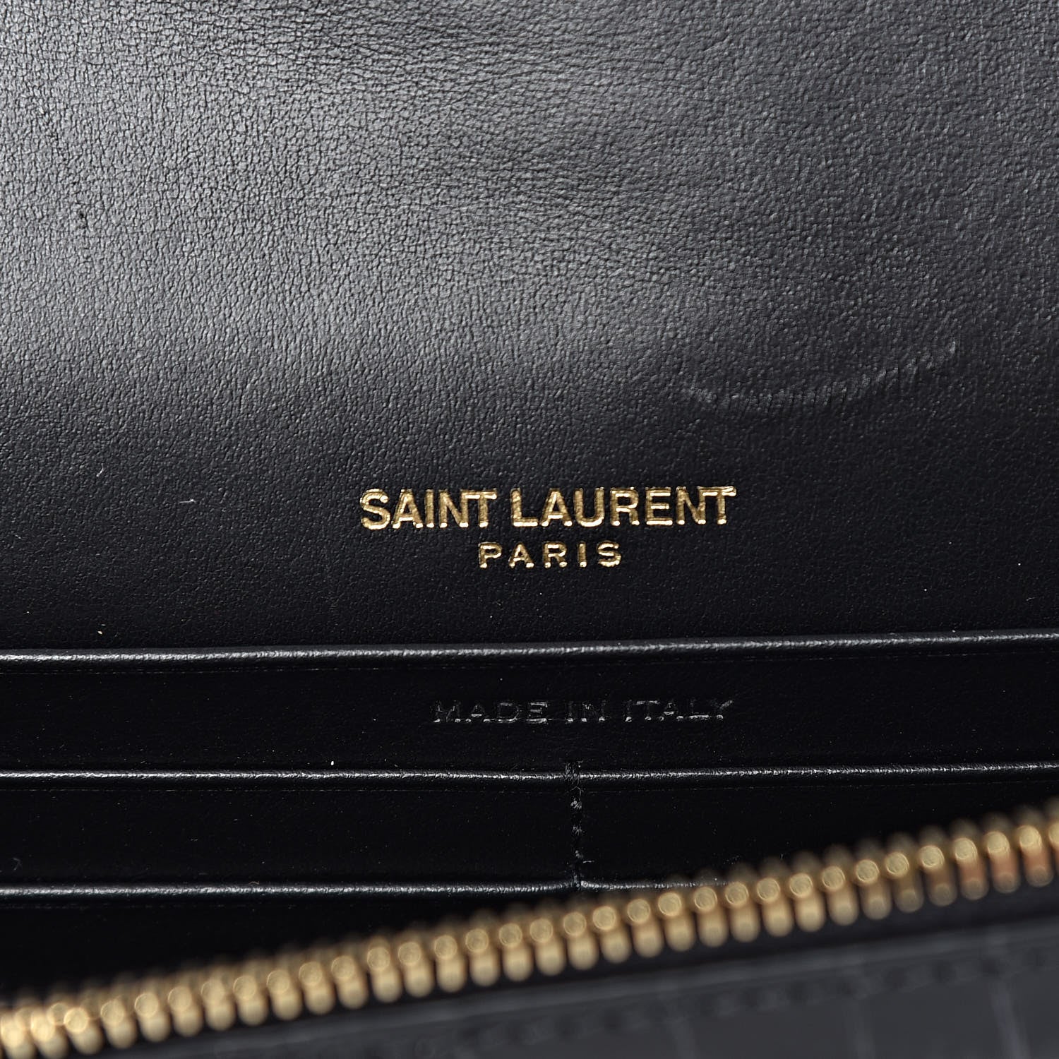 Saint Laurent Calfskin Crocodile Embossed Kate Monogram Tassel Chain Wallet Black 6 of 11