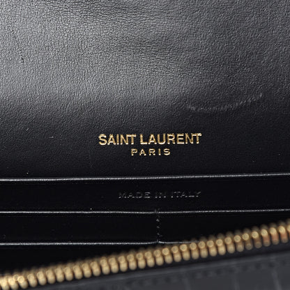 Saint Laurent Calfskin Crocodile Embossed Kate Monogram Tassel Chain Wallet Black 6 of 11