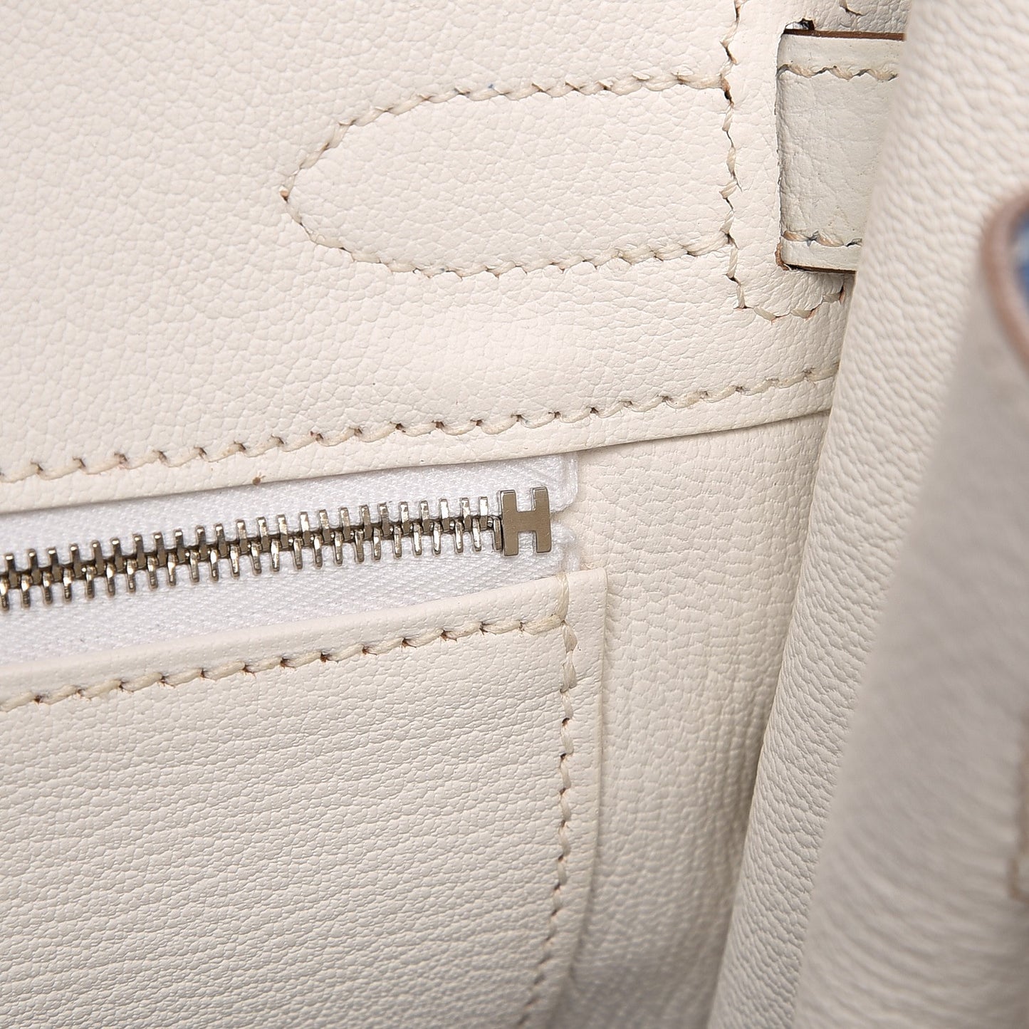 Taurillon Clemence Bi-Color Birkin 30 Mykonos White
