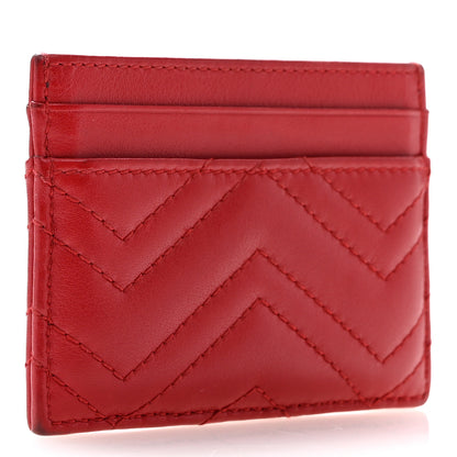 Gucci Calfskin Matelasse GG Marmont Card Holder Hibiscus Red 2 of 7