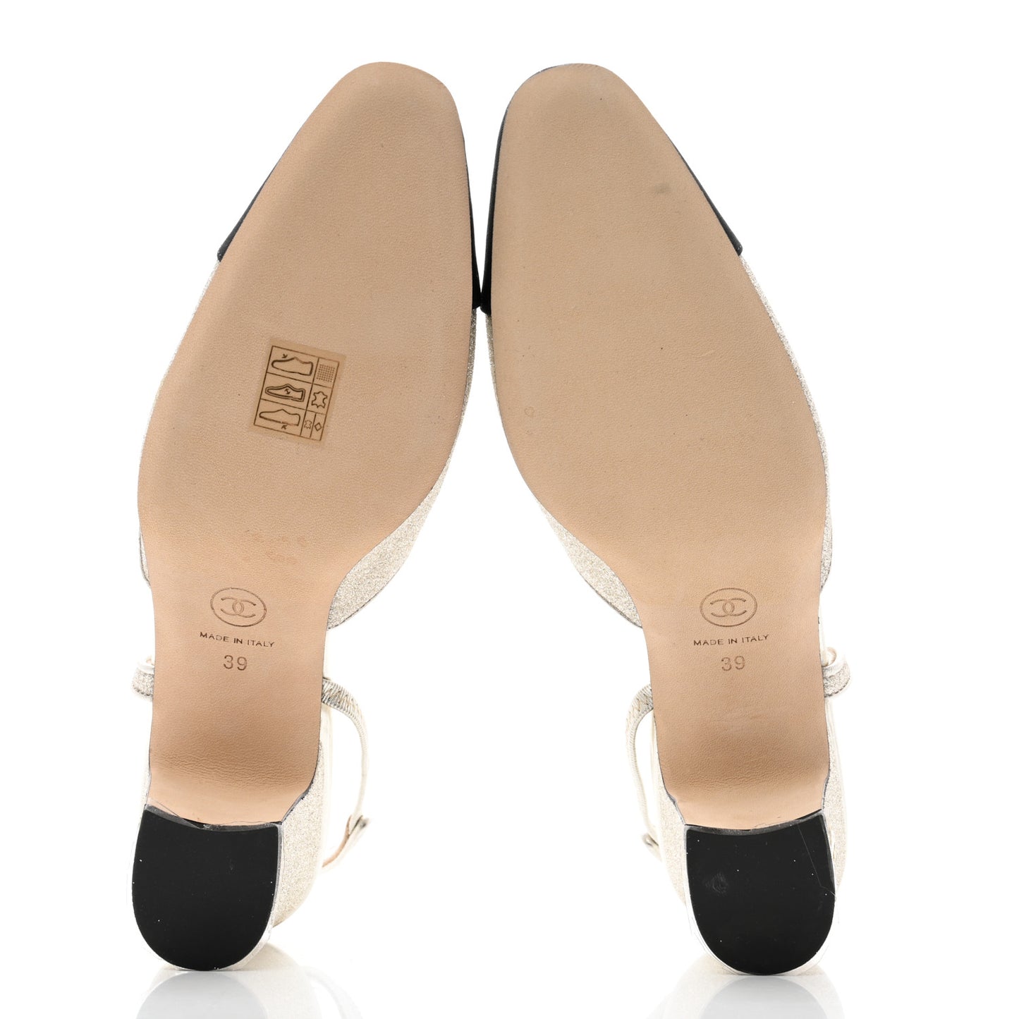 Glitter Grosgrain Cap Toe CC Slingback Pumps 39 Gold Black