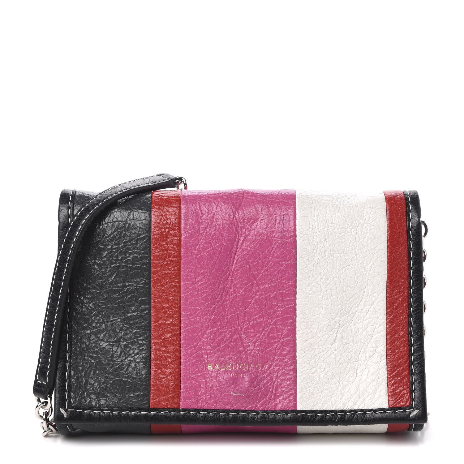 Balenciaga Agneau Arena Multicolore Bazar Chain Shoulder Bag Rose Gris White Black Rouge 1 of 9