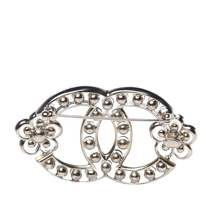 Chanel Crystal Pearl Crystal Blossom CC Brooch Light Gold Black 3 of 4
