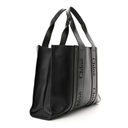 Chloe Calfskin Large Woody Tote Black 3 of 11