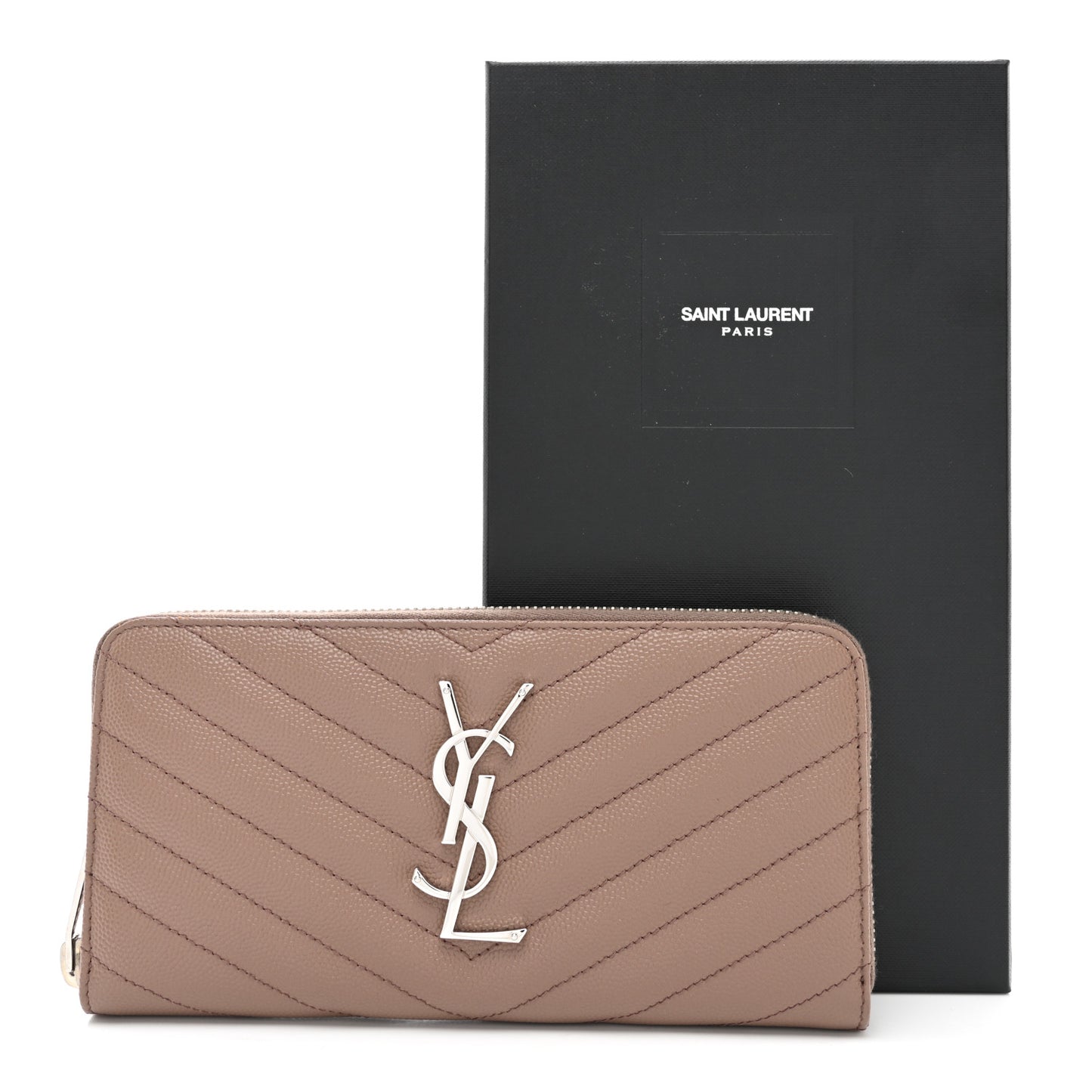 Grain De Poudre Matelasse Chevron Monogram Zip Around Wallet Fard