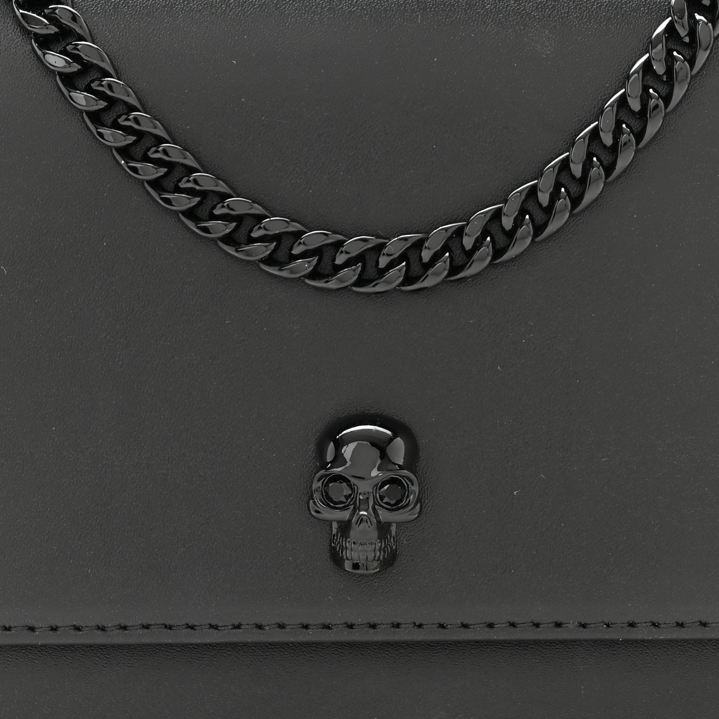 Calfskin Mini Skull Chain Crossbody Bag Black