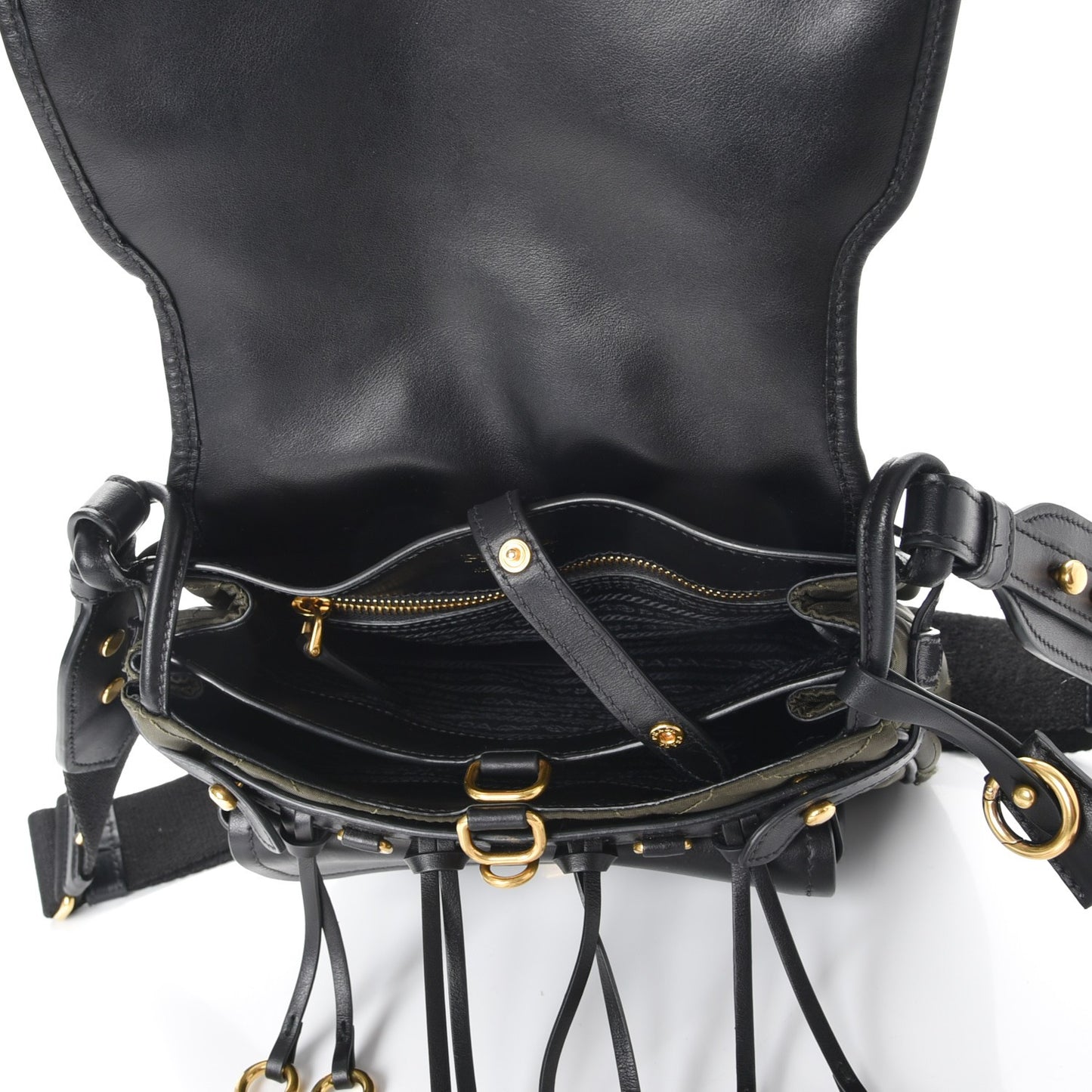 Nylon Calf Quilted Corsaire Bag Militare Black