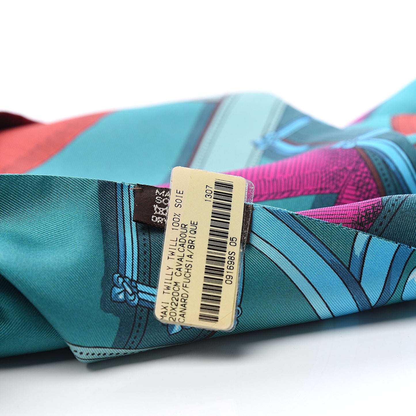 Silk Cavalcadour Maxi Twilly Canard Fuchsia Brique