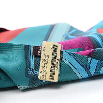 Hermes Silk Cavalcadour Maxi Twilly Canard Fuchsia Brique 2 of 2