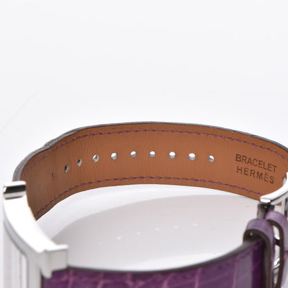 Hermes Stainless Steel Alligator 26mm Heure H Hour Quartz Watch Violet 7 of 12